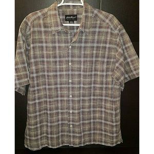 EDDIE BAUER Medium Linen Button Up Short Sleeve